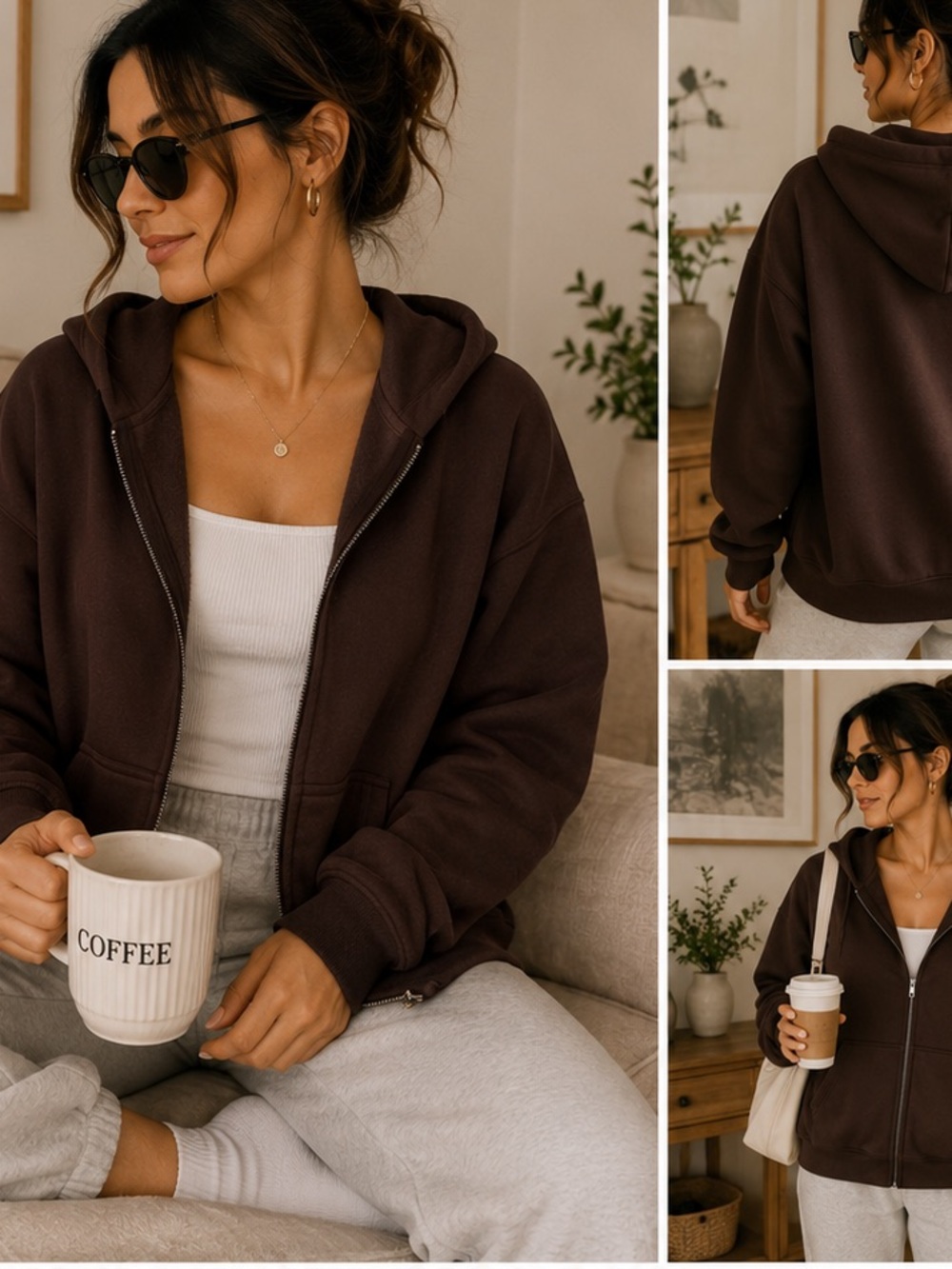 🤎 Ardene Oversized Fleece Zip-Up Hoodie — Size L/G